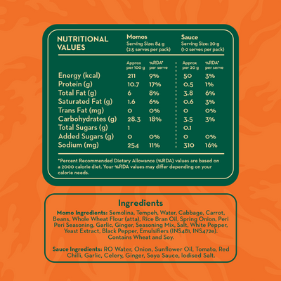 Hello Tempayy Peri Peri High Protein Veg Momos